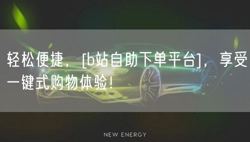 轻松便捷，[b站自助下单平台]，享受一键式购物体验！