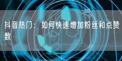 抖音热门：如何快速增加粉丝和点赞数